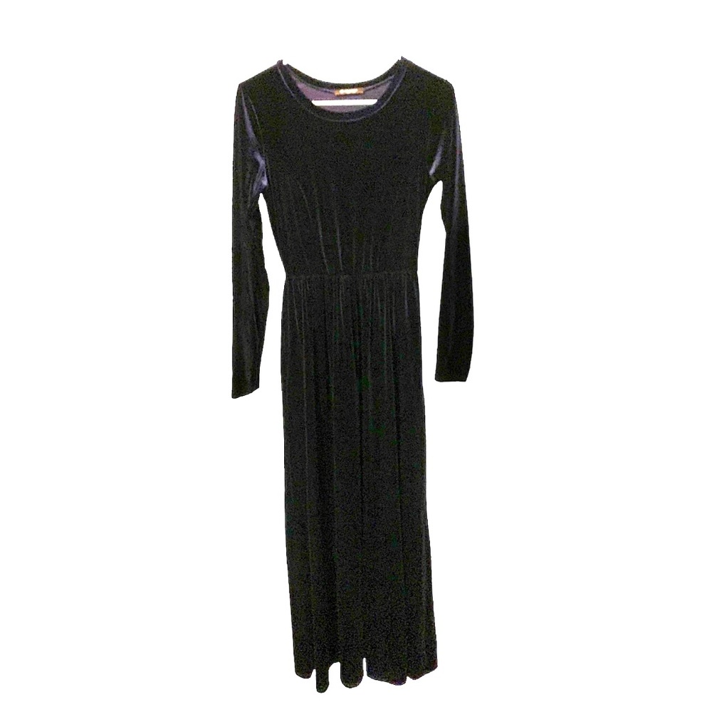 Bombom Made In The USA Women’s Midnight Blue Velvet Maxi Dress Pockets Size Med
